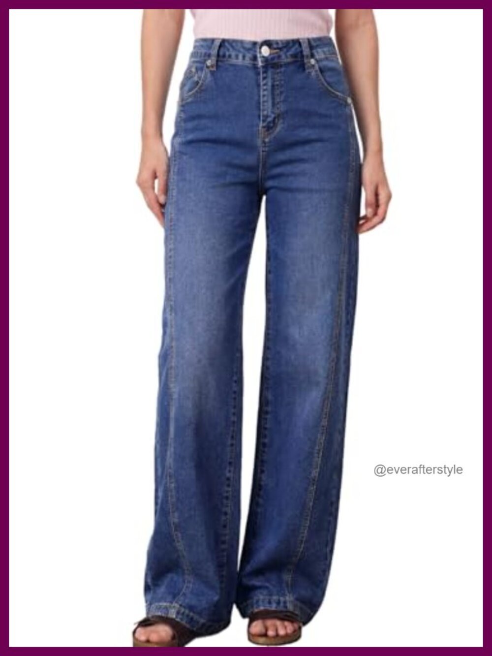 High Waisted Wide Leg Jeans Front Seam Straight Denim Pants